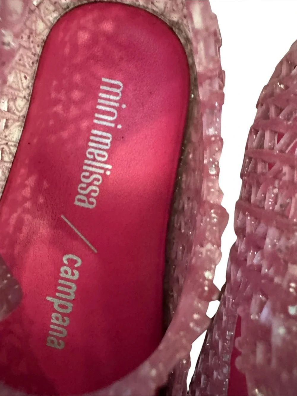 Mini Melissa Campana Zig Zag Pink Glitter Mary Jane Jelly Shoes Size 6